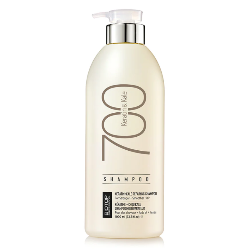 Sampon Pentru Par Degradat Sau Tratat Chimic, 700 Keratin & Kale Shampoo Biotop